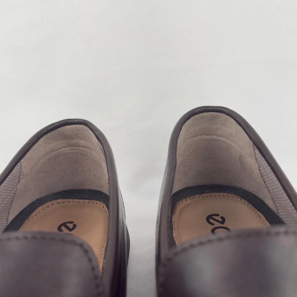 Ecco Classic Dark Brown Leather Slip-On Loafers Comfort